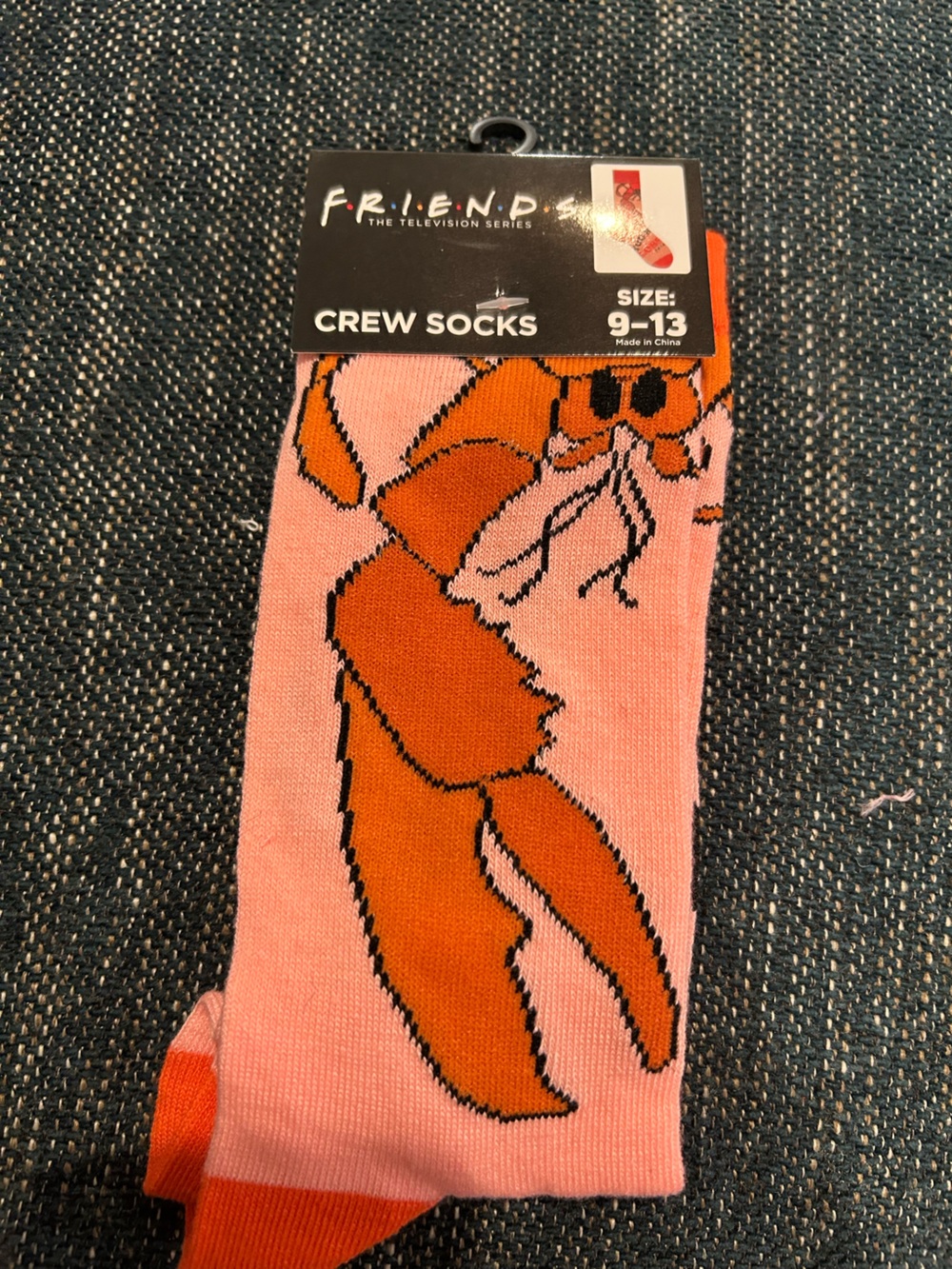 FRIENDS Pink Crew Socks with Orange Fox Graphic